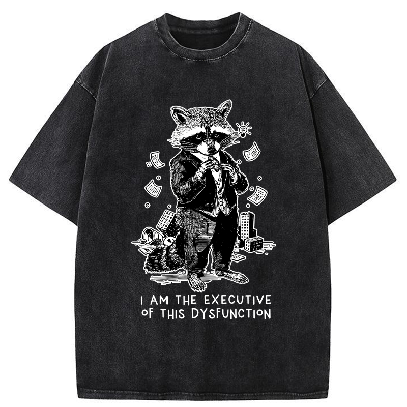 Tokyo-Tiger Funny Raccoon:CEO of Chaos Washed T-Shirt
