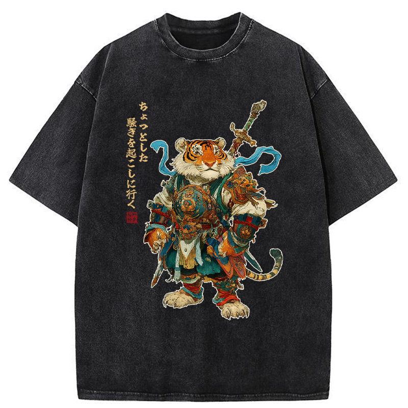 Tokyo-Tiger Off to stir up some trouble Washed T-Shirt