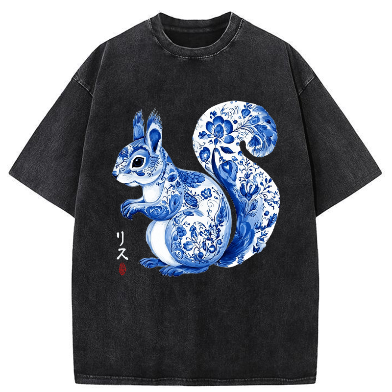 Tokyo-Tiger Porcelain Squirrel Washed T-Shirt