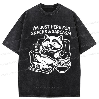 Tokyo-Tiger Funny Raccoons for snacks and sarcasm Washed T-Shirt