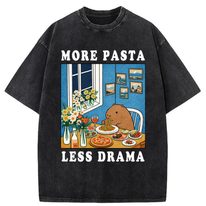 Tokyo-Tiger Capybara：More Pasta, Less Drama Washed T-Shirt