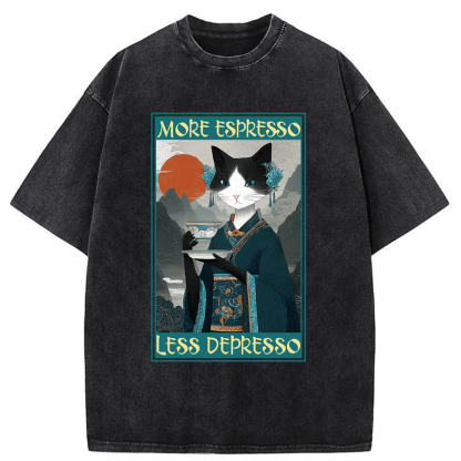 Tokyo-Tiger The Zen Barista Cat Washed T-Shirt