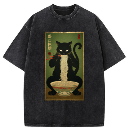 Tokyo-Tiger Noodle Master Cat Washed T-Shirt