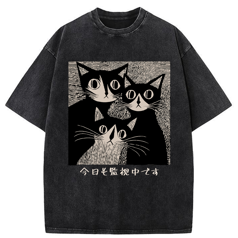 Tokyo-Tiger Feline Surveillance Squad Washed T-Shirt