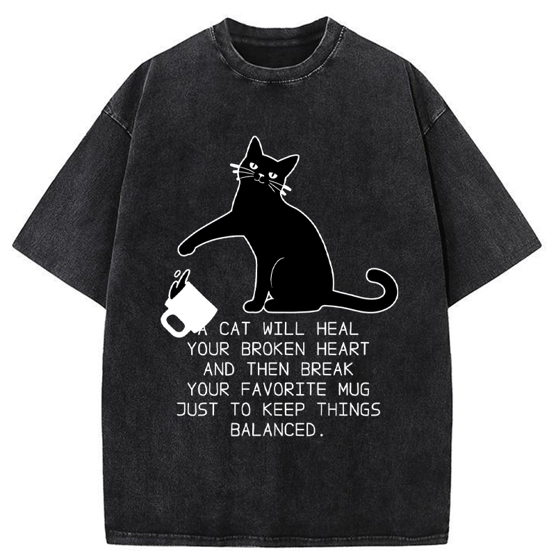 Tokyo-Tiger Feline Philosophy of Balanced Chaos Washed T-Shirt