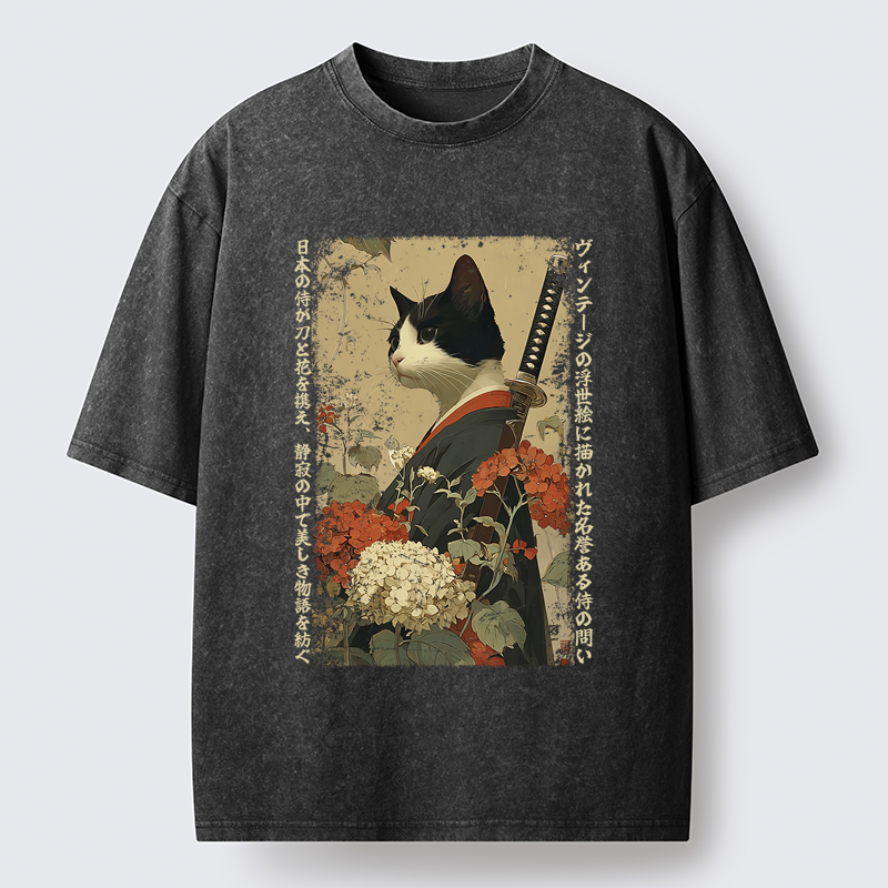 Tokyo-Tiger The Floral Samurai Washed T-Shirt