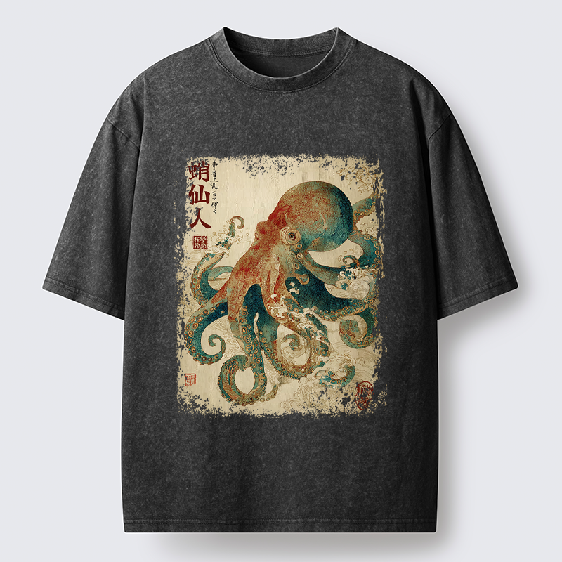Tokyo-Tiger Tentacles of Wisdom Washed T-Shirt