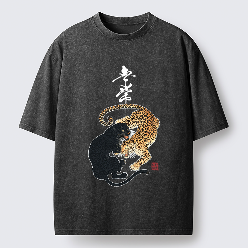 Tokyo-Tiger Impermanence Balance-Leopard Washed T-Shirt