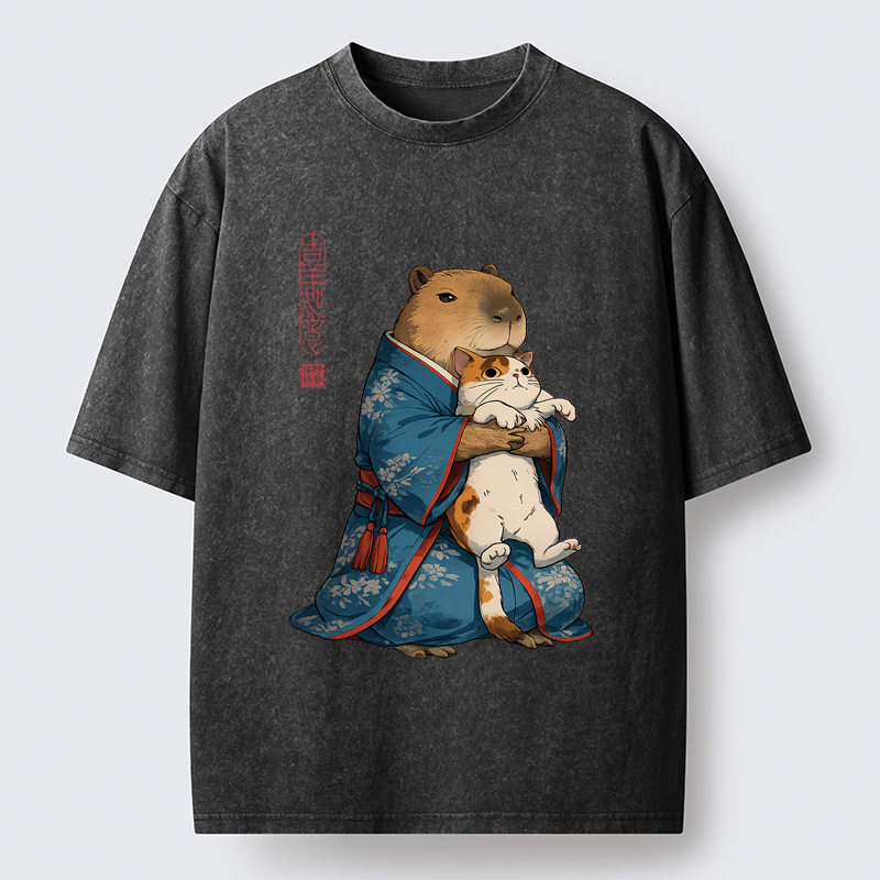 Tokyo-Tiger Furry Friends in Harmony Washed T-Shirt