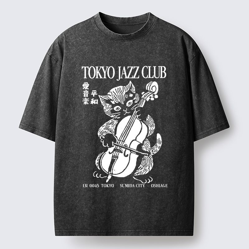 Tokyo-Tiger Tokyo Jazz Kitty Washed T-Shirt