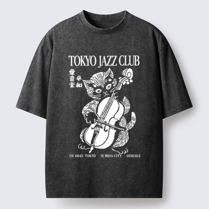 Tokyo-Tiger Tokyo Jazz Kitty Washed T-Shirt