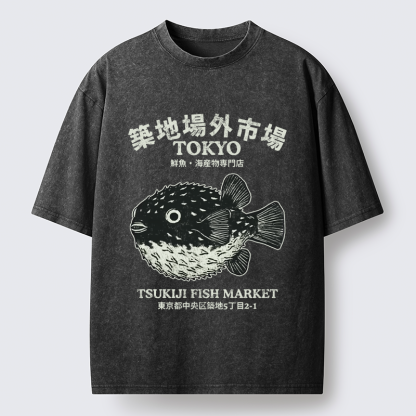 Tokyo-Tiger Pufferfish Tokyo Washed T-Shirt