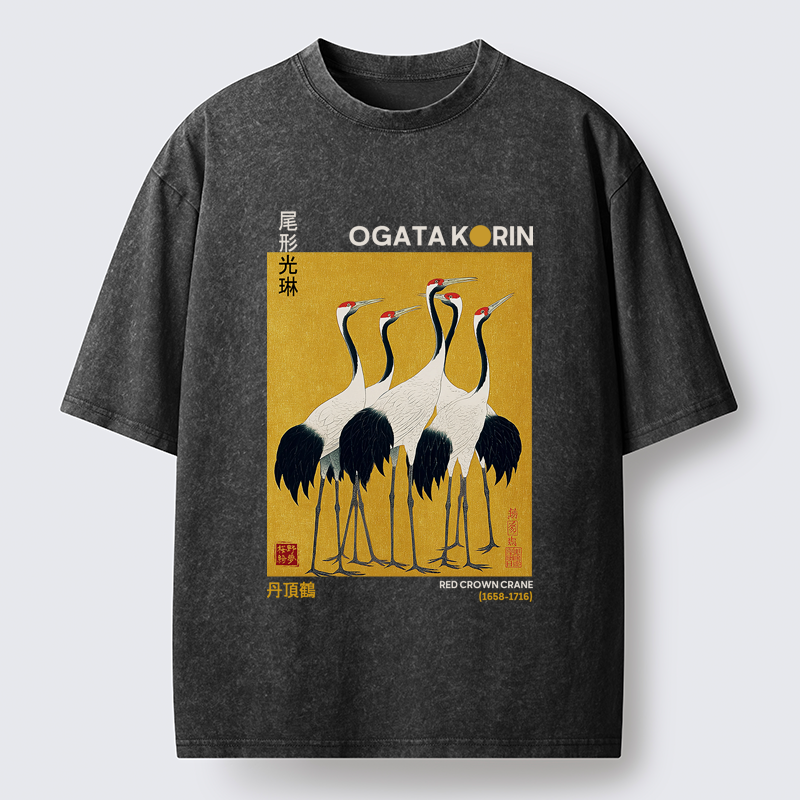 Tokyo-Tiger Dance of Cranes Washed T-Shirt