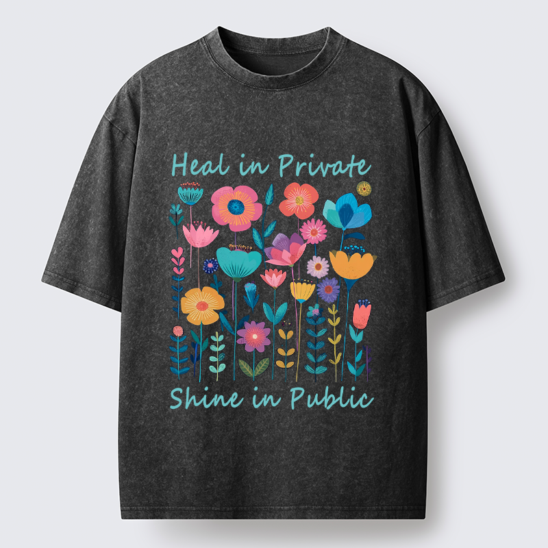 Tokyo-Tiger Wildflower Growth:The "Heal & Shine"Aesthetic Washed T-Shirt