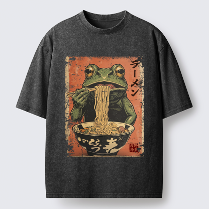 Tokyo-Tiger The Ramen Frog Poster Washed T-Shirt