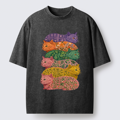Tokyo-Tiger Botanical Felines Stacking Washed T-Shirt