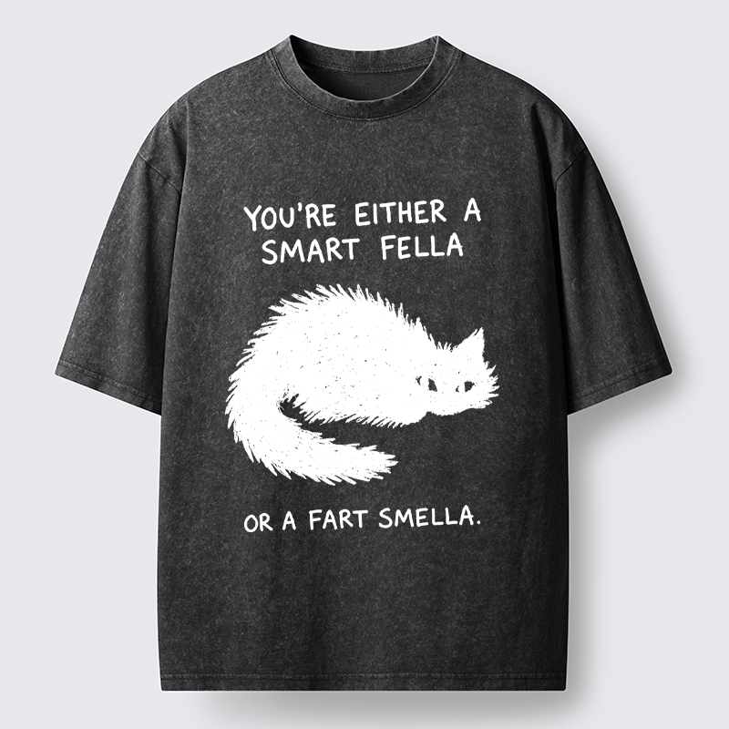 Tokyo-Tiger "Smart Fella" Punny Cat Washed T-Shirt