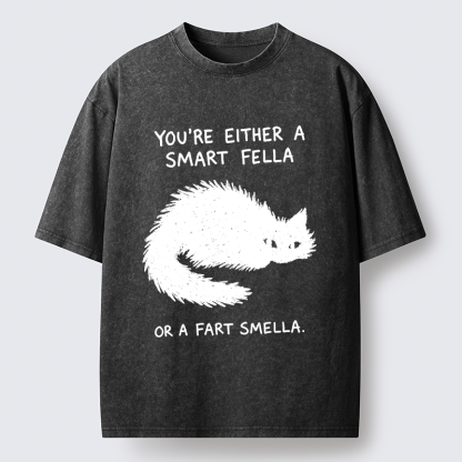 Tokyo-Tiger "Smart Fella" Punny Cat Washed T-Shirt