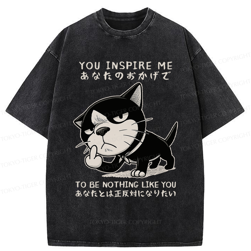 Tokyo-Tiger Funny Cat doesn't want to be you meme Washed T-Shirt