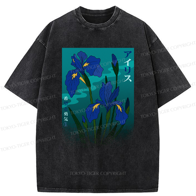 Tokyo-Tiger Iris flower-Hope and Courage Poster Washed T-Shirt