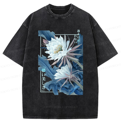 Tokyo-Tiger Vintage Epiphyllum-Short-lived beauty Poster Washed T-Shirt