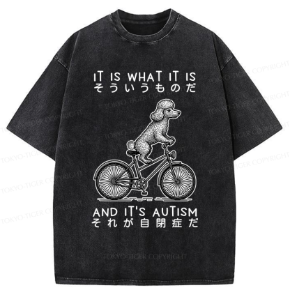 Tokyo-Tiger Cycling Dog Autism Awareness Washed T-Shirt