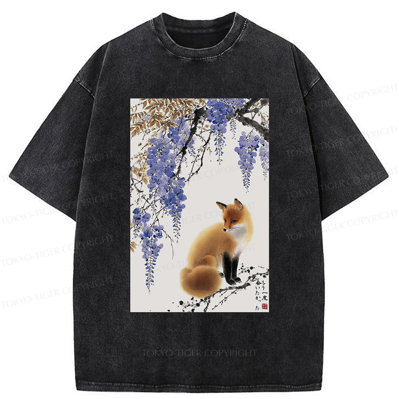 Tokyo-Tiger I Wished To See You Again-Fox & Wisteria Washed T-Shirt