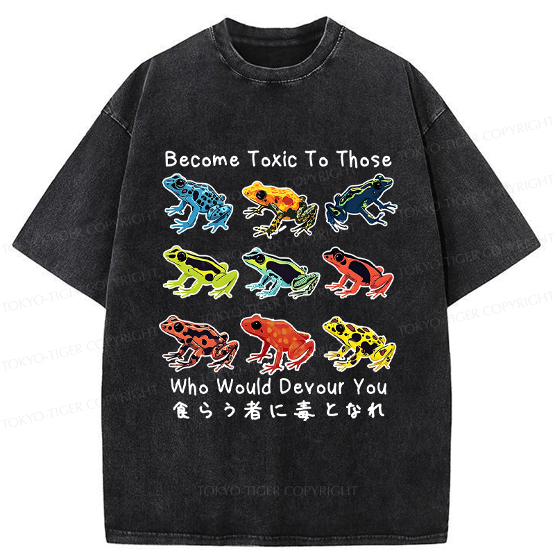 Tokyo-Tiger Funny Frog Poison Your Devourers Washed T-Shirt