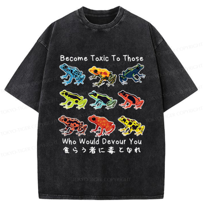 Tokyo-Tiger Funny Frog Poison Your Devourers Washed T-Shirt