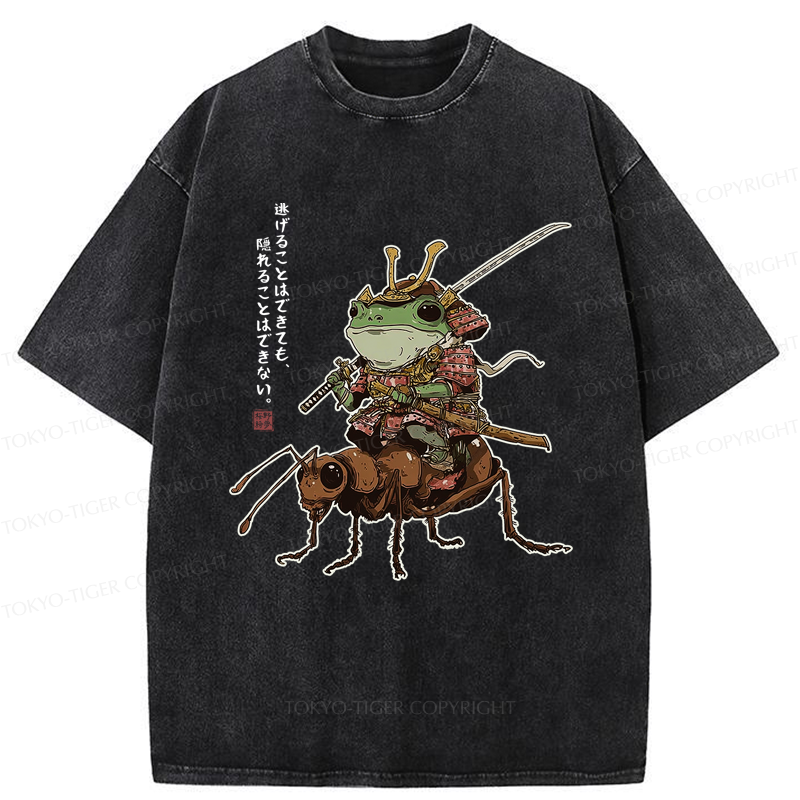Tokyo-Tiger Frog Samurai：You Can Run But You Can't Hide Washed T-Shirt