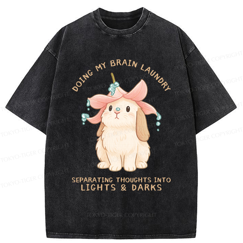 Tokyo-Tiger Flower Hat Bunny: Brain Laundry Washed T-Shirt