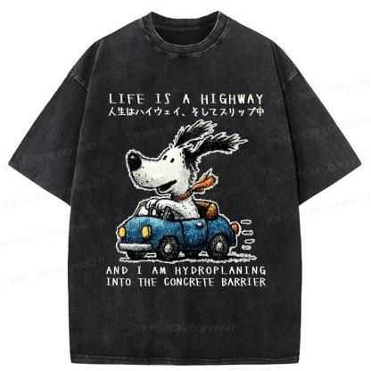 Tokyo-Tiger Losing Control On Life’s Highway Washed T-Shirt