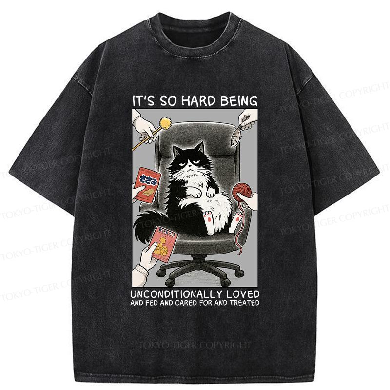 Tokyo-Tiger Funny Spoiled Cat Meme Comic Washed T-Shirt