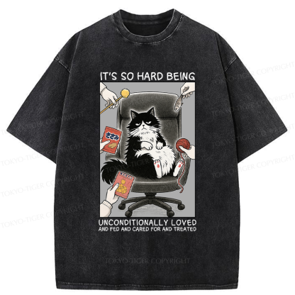 Tokyo-Tiger Funny Spoiled Cat Meme Comic Washed T-Shirt