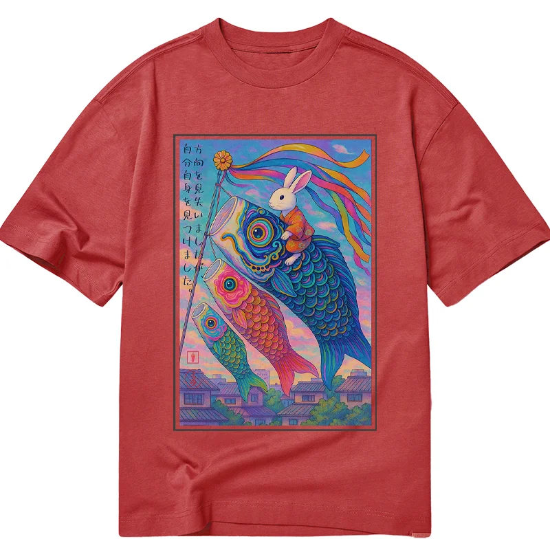 Tokyo-Tiger Ukiyoe Rabbit Ride Carp Streamer Poster T-Shirt