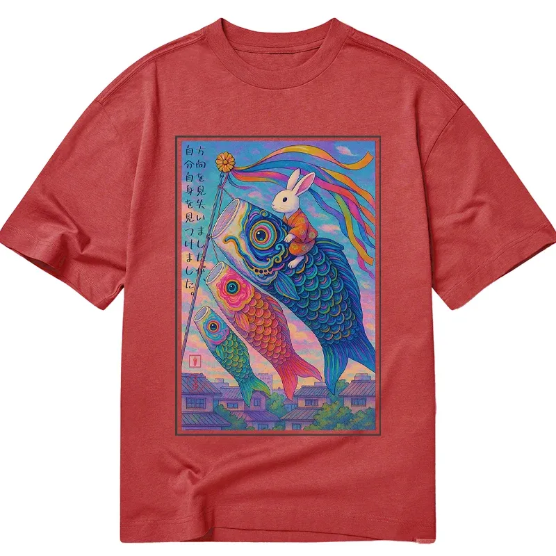 Tokyo-Tiger Ukiyoe Rabbit Ride Carp Streamer Poster T-Shirt