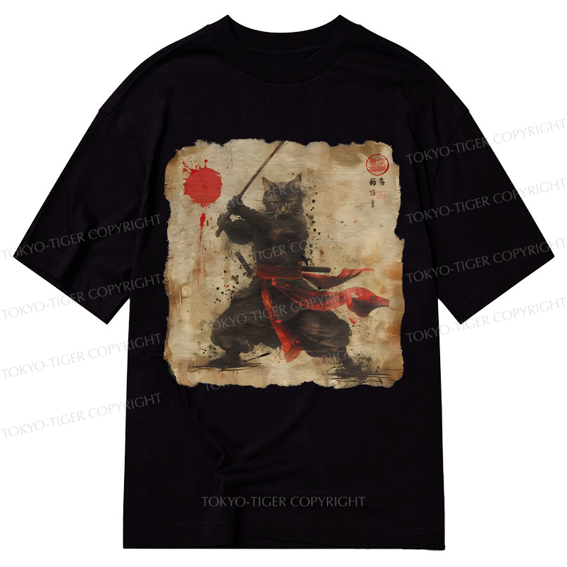 Tokyo-Tiger Retro Japanese Samurai Cat Classic T-Shirt
