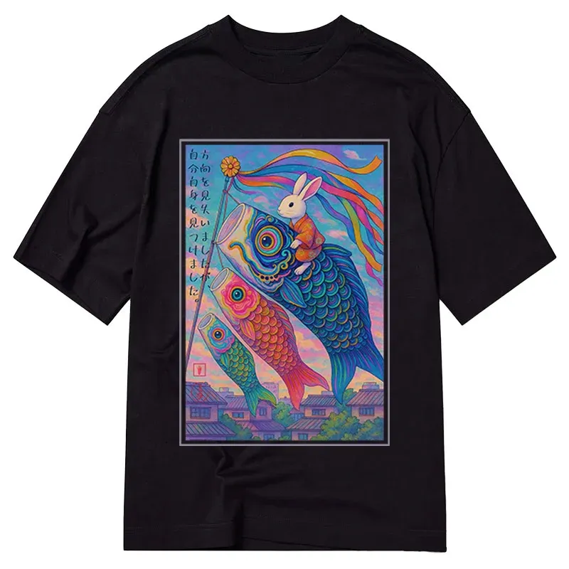 Tokyo-Tiger Ukiyoe Rabbit Ride Carp Streamer Poster T-Shirt