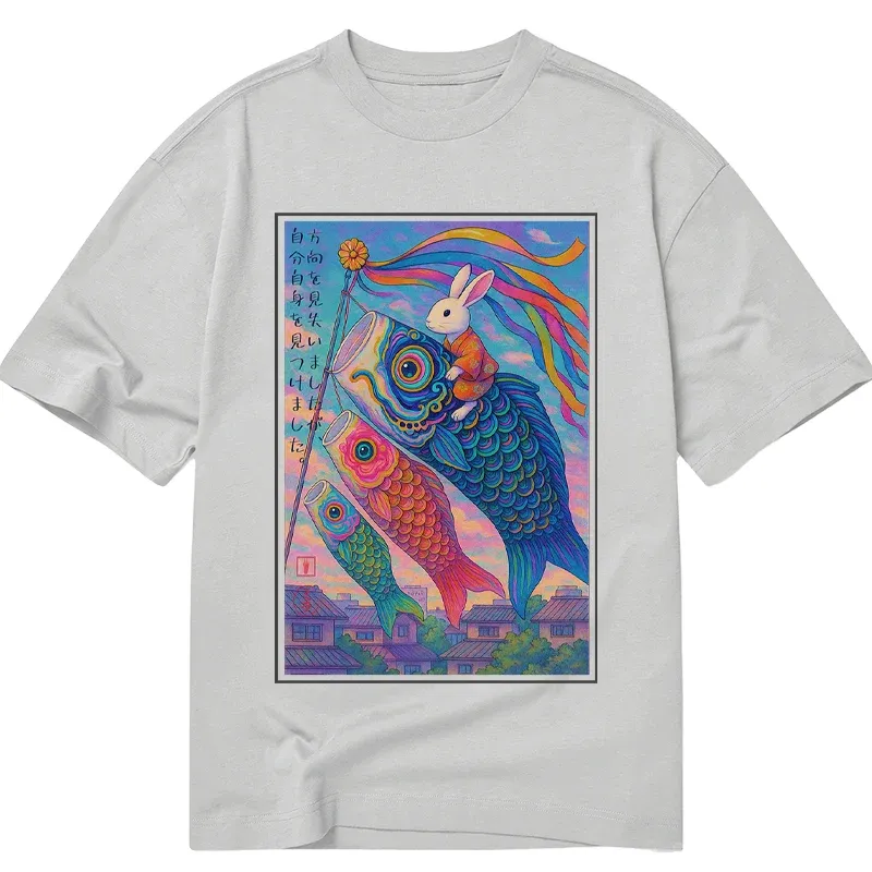 Tokyo-Tiger Ukiyoe Rabbit Ride Carp Streamer Poster T-Shirt
