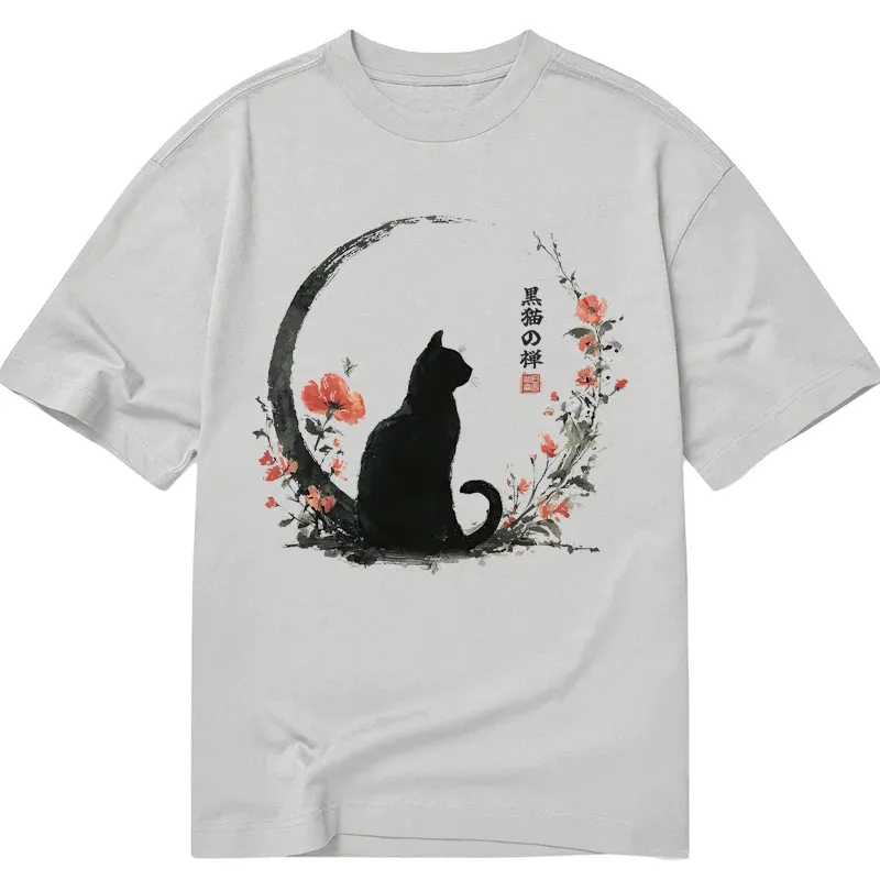 Tokyo-Tiger Black Cat And Flowers Classic T-Shirt