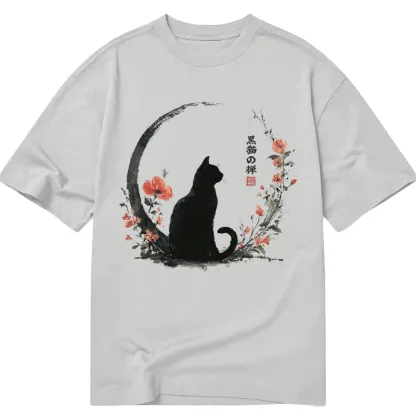 Tokyo-Tiger Black Cat And Flowers Classic T-Shirt