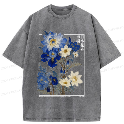 Tokyo-Tiger Japan Flower Market Vintage Washed T-Shirt
