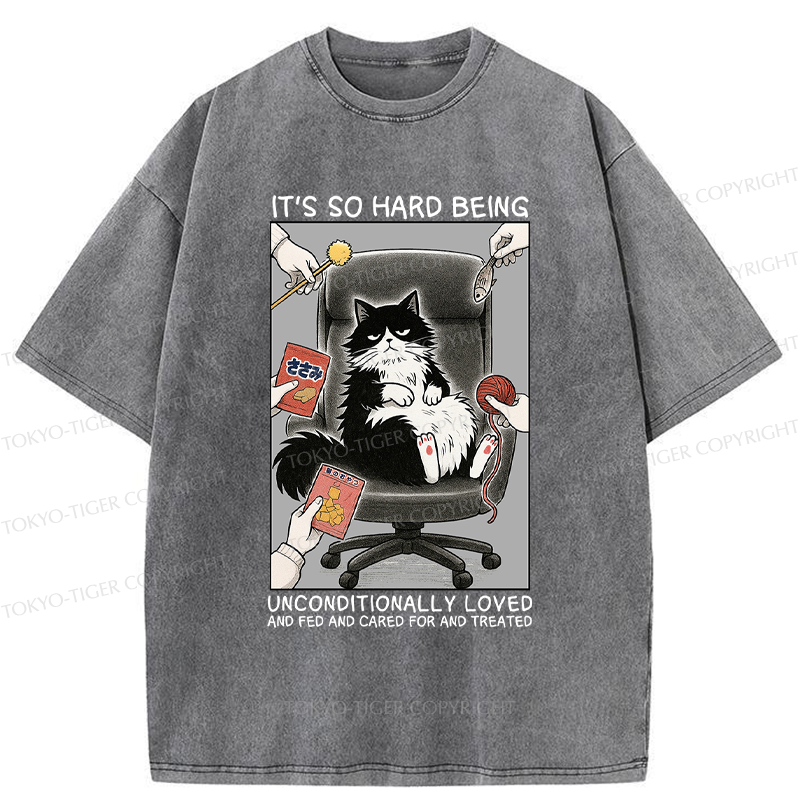 Tokyo-Tiger Funny Spoiled Cat Meme Comic Washed T-Shirt