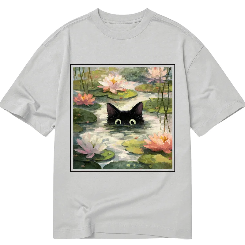 Tokyo-Tiger Black Cat and Lotus Flower Classic T-Shirt