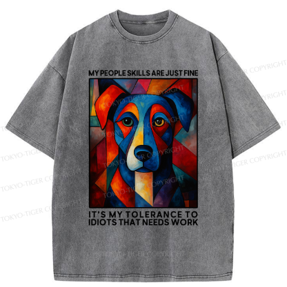 Tokyo-Tiger Funny Picasso Dog Meme Washed T-Shirt