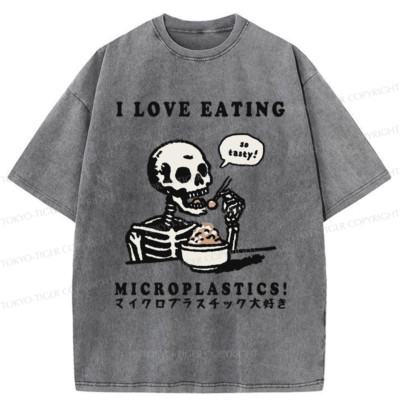 Tokyo-Tiger Funny Skeleton：Microplastic Crunch Washed T-Shirt