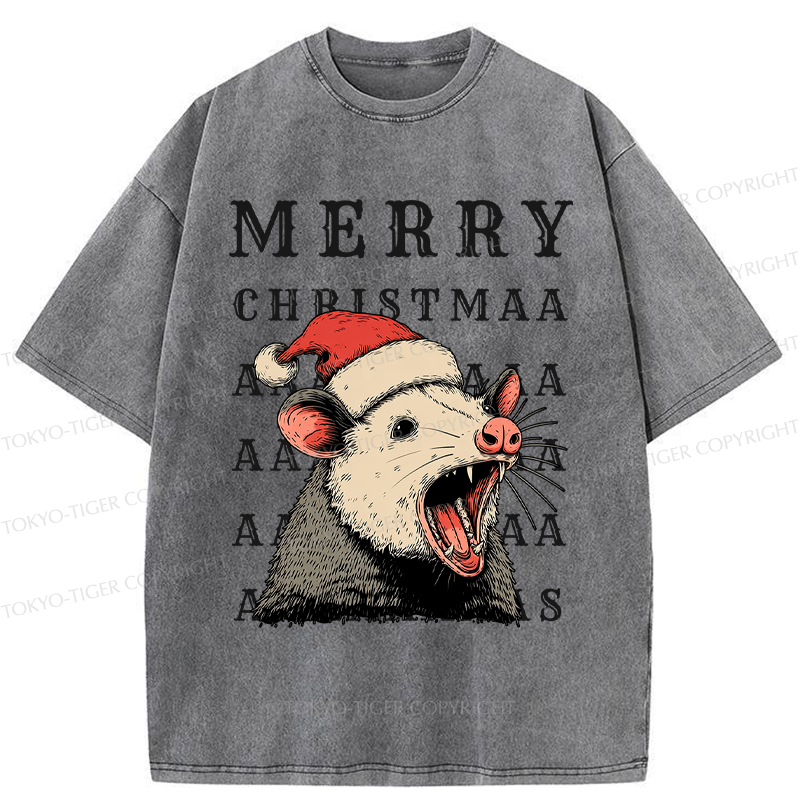Tokyo-Tiger Opossum Merry Scream-mas Washed T-Shirt
