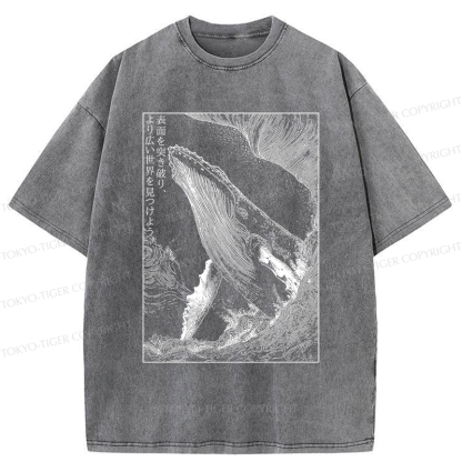 Tokyo-Tiger Whale：Break the surface, discover the world Washed T-Shirt