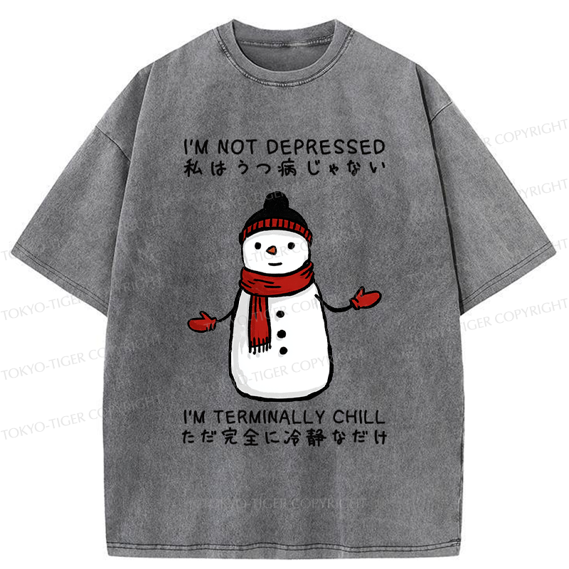 Tokyo-Tiger Ultimate Chill Snowman Zen Washed T-Shirt