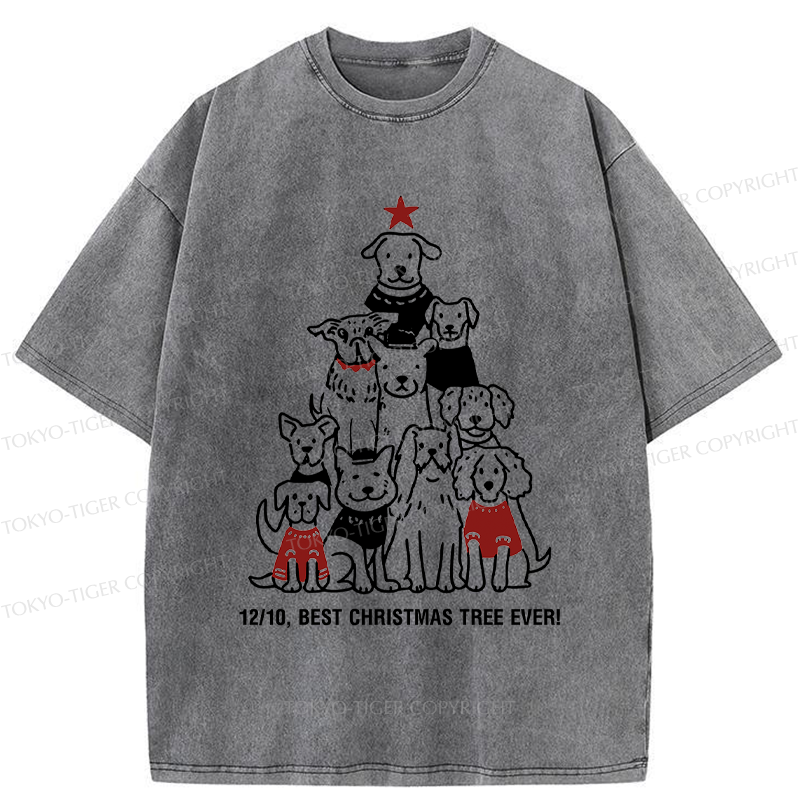 Tokyo-Tiger 12/10，Best Pupmas Tree Ever Washed T-Shirt